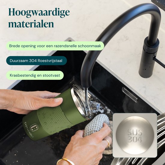Castagnola Thermobecher – Kaffeebecher zum Mitnehmen – Reisebecher für Kaffee und Tee – Teebecher – 510 ml – Edelstahl – Grün