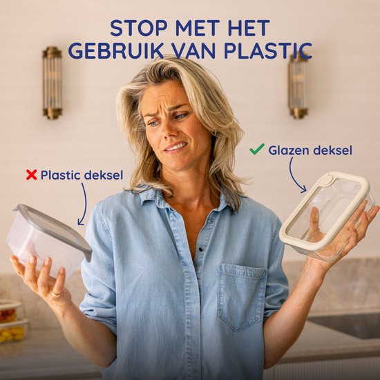 Safecourt Frischhaltebehälter - komplett aus Glas (100% frei von Mikroplastik) - backofen-, gefrierschrank-, mikrowellen- und spülmaschinenfest - 8x 1040ml Set