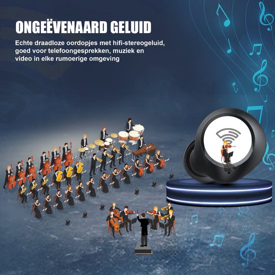 Golden Sound Buds Pro - Kabellose Ohrhörer - Bluetooth-Ohrhörer - Aktive Geräuschunterdrückung 32 dB - Umgebungsmodus - 40 Stunden Akkulaufzeit - Kabellose Ohrhörer - Geeignet für alle Smartphones und Laptops