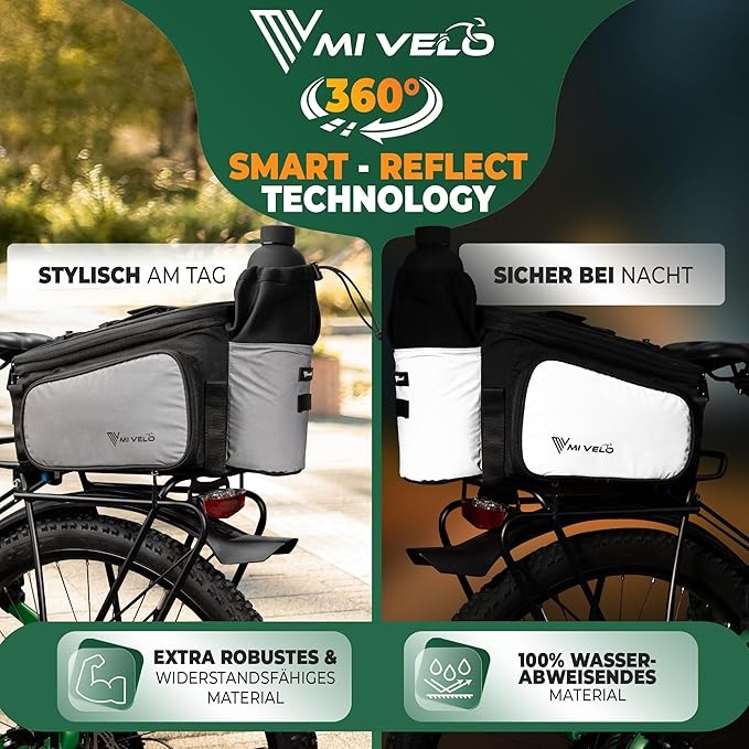 MIVELO Fahrradtasche - wasserdicht & voll reflektierend - 20 Liter - Silber Grau