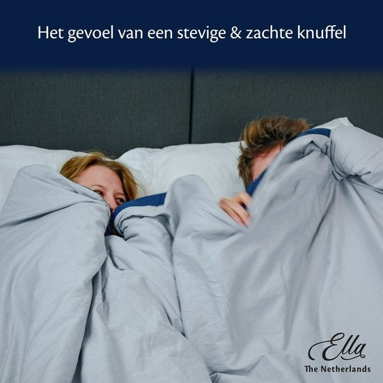 EL Life Wiegedecke Baumwolle 7 kg 135x200 cm - Bundle mit Bezug - Wiegedecke inkl. grau-blauem Bio-Baumwollbezug
