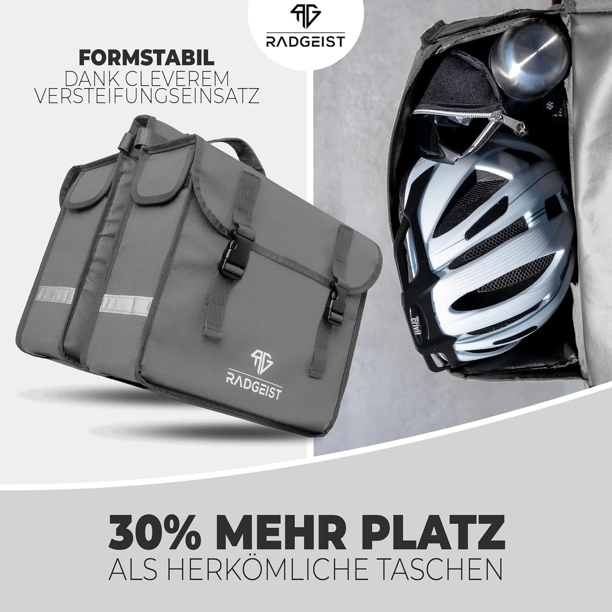 RADGEIST doppelte Fahrradtasche für Gepäckträger I doppelte Fahrradtasche für Fahrrad 30L