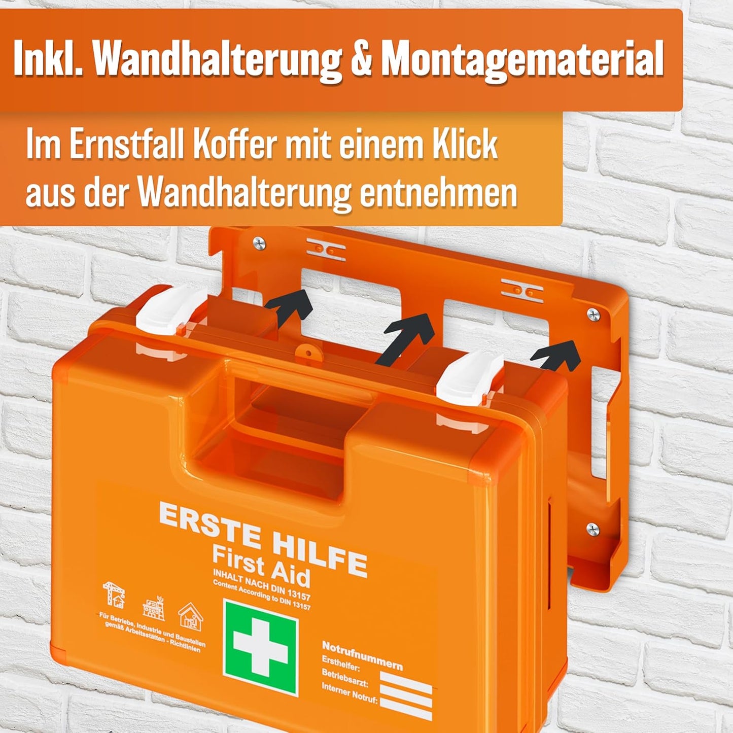 Heroischer Erste-Hilfe-Kasten - 28x22x11,5cm - Orange