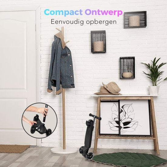 LifeGoods TurboRide Kids' Scooter - Stufe 5-8 Jahre - 3 leuchtende Räder - Jungen/Mädchen - Schwarz