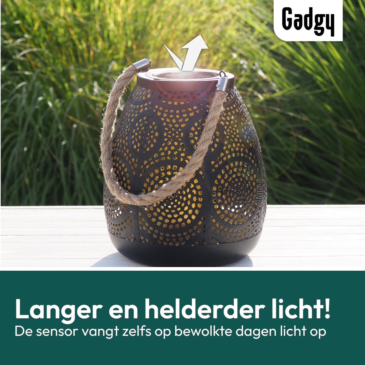 Gadgy Solar Tischlampe Kreise - Solar Gartenleuchten Solarenergie mit Schatteneffekten - Solarlampe Garten, Terrasse & Balkon - Gartenleuchten Led Outdoor Hanging - Laterne Windlicht auf Solarenergie - Laterne für draußen - Bronze / Gold