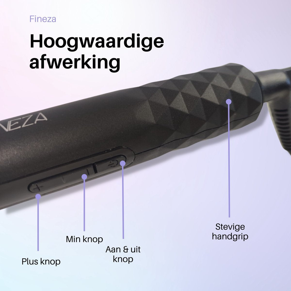 Fineza Waffelzange 25mm - Keramischer Lockenstab mit 10 Temperatureinstellungen - Schwarz