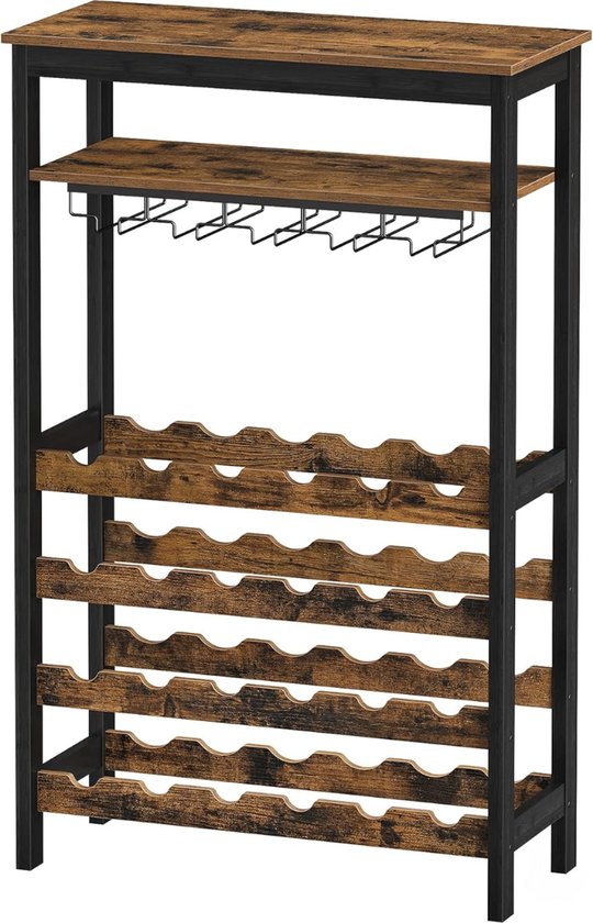 Niceey Weinregal - Weinschrank - Für 24 Flaschen und 15 Gläser - Metall