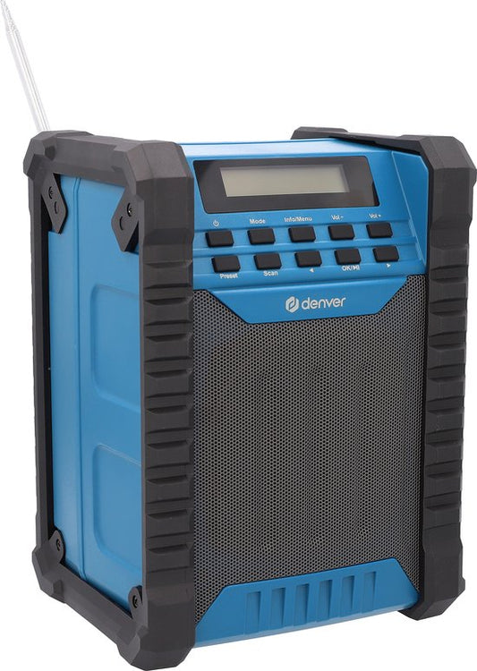 Denver Baustellenradio - Bluetooth - mit Akku - AUX - FM - USB-C - Spritzwassergeschützt - WRB60