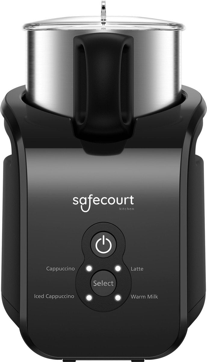 Safecourt Kitchen Milchaufschäumer pro - Abnehmbare Kanne - 4-in-1 - BPA-frei - 300 ML - Schwarz