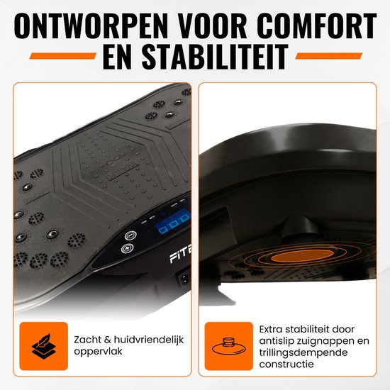 Fitby Vibrationsplatte – Fitness-Vibrationsplatte – Powerplate – inkl. Widerstandsbänder und Griffe – mit Fernbedienung – 3 Trainingsmodi – 120 Geschwindigkeitsstufen – Schwarz