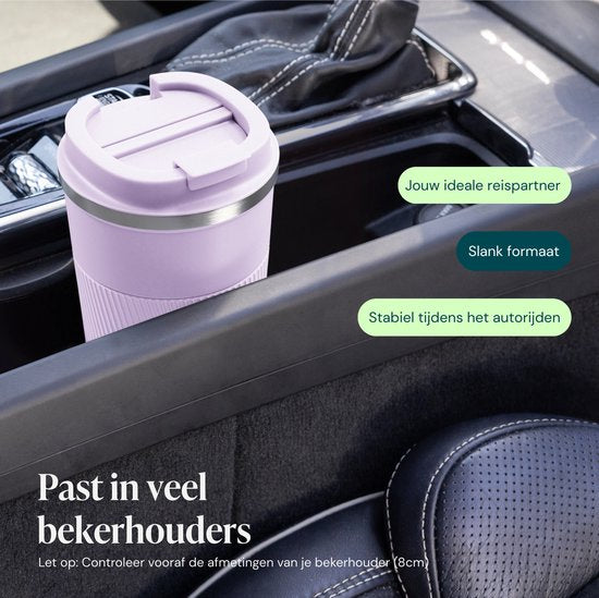 Castagnola Thermosbecher – Kaffeebecher zum Mitnehmen – Reisebecher für Kaffee und Tee – Teebecher – 510 ml – Edelstahl – Hellviolett