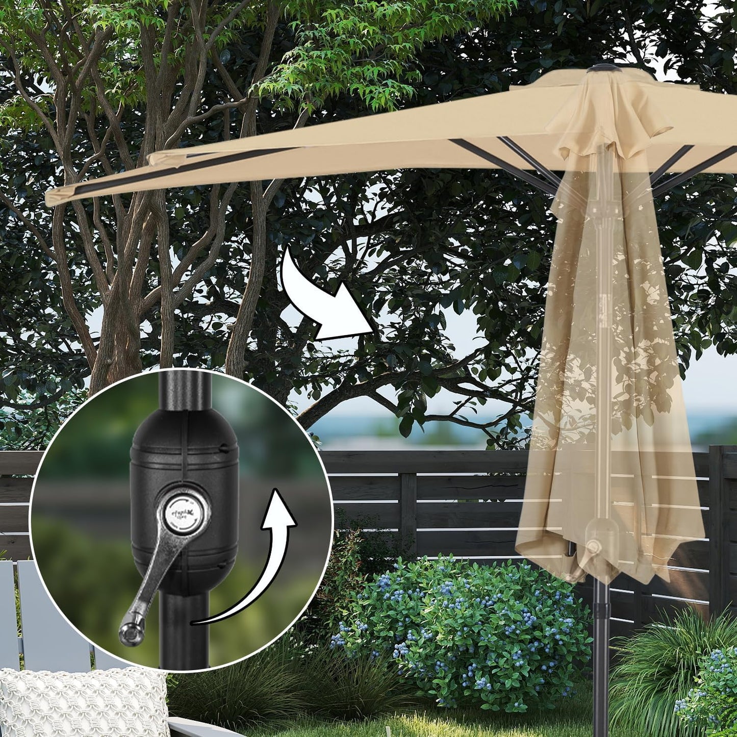 Angel Living Balkon-Sonnenschirm - halbrund - 245 x 122 cm - Beige