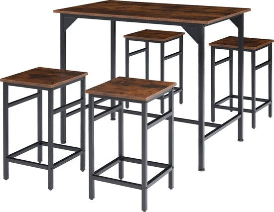 tectake - Bistrotisch-Set / Stehtisch-Set Edinburgh industrial dark - 404306