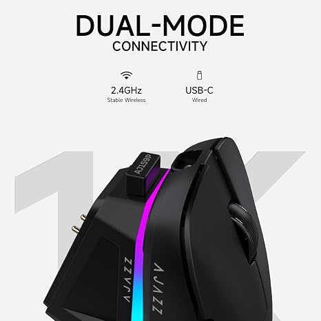 DAIDAI  AJAZZ AJ159P Kabellose Gaming-Maus mit RGB-Ladestation – PAW3395 – 26.000 DPI – 56 g