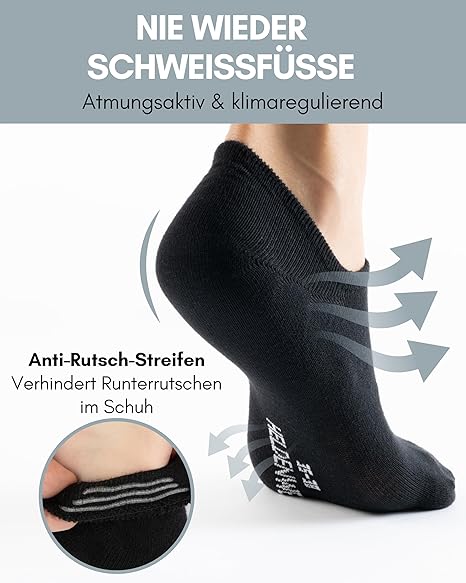 HELDENWERK 10 Paar Söckchen für Damen und Herren, unsichtbare Trainersocken, atmungsaktiv und bequem - Größe 39-42 - in schwarz,
