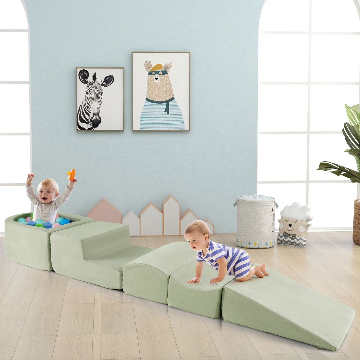Coast Kletter- und Krabbel-Set – 5-teiliges Set aus weichen Spielblöcken mit Bällebad – grün