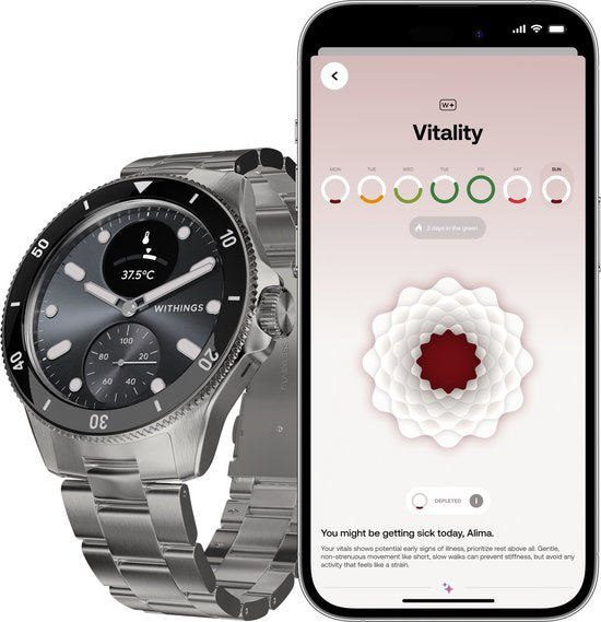 Withings ScanWatch Nova – 42 mm Hybrid-Smartwatch – EKG, Vorhofflimmern-Erkennung, SpO₂-Messung, Herzfrequenzmesser, Schlaf-Tracker, 24/7-Temperaturmessung, 35 Tage Akkulaufzeit, Saphirglas, wasserdicht bis 10 ATM
