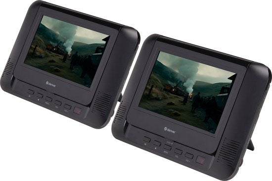 Denver - Tragbarer DVD-Player für das Auto - 2 Bildschirme - USB - Modell 2023 - MTW793 - schwarz