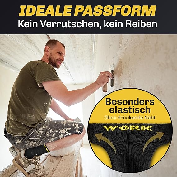 HELDENWERK 10 Paar Arbeitssocken für Herren, hochwertige | verstärkte Arbeitssocken aus atmungsaktiver Baumwolle | robuste Arbeitssocken mit bequemem Bund - Größe 35-38