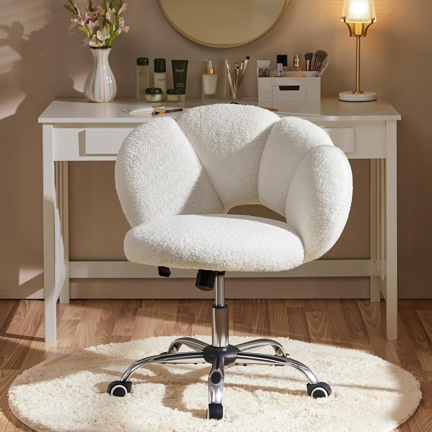 Yaheetech Verstellbarer Bürostuhl - Wolkenförmig - Bis zu 136 kg - 70 x 60 x 72-82 cm - Weiß