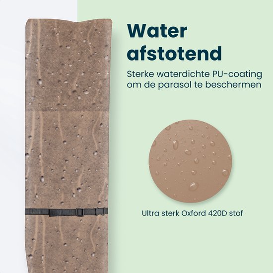 Sonnenschirmhülle für Schwebeschirm & Standschirm – bis 400 cm – wasserdichte Schutzhülle – Oxford 420D – inkl. Montagehilfe – Braun-Taupe
