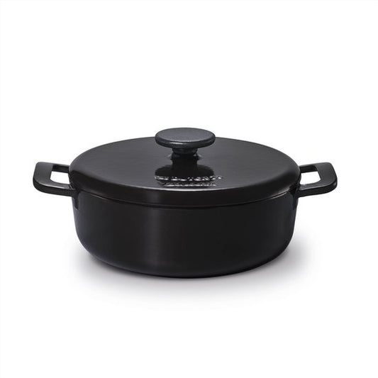 Brabantia The Dutch Oven XL Schmortopf 28cm - Hochwertiges Gusseisen - 100% PFAS frei - Doppelte Antihaftbeschichtung - RETRO - Induktion geeignet - Nachtblau