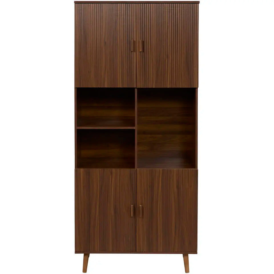 Imre Wandschrank Walnuss – 200 x 90 x 40 cm – Geschlossene und offene Stauräume