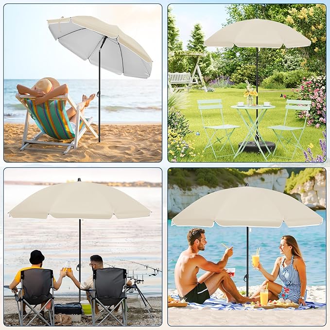 WOLTU GSS0007be01 Balkon-Sonnenschirm 135 cm - UPF 50+ - Höhenverstellbar und 35 Grad neigbar - Beige