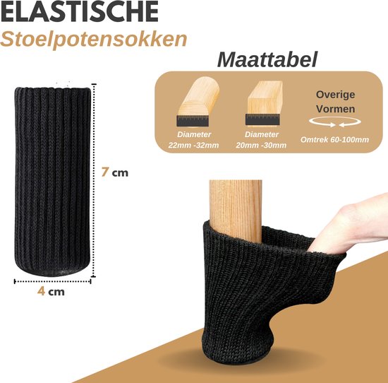 VAIVE Stuhlbeinschoner - Bodenschoner - Stuhlbeinsocken - Stuhlbeinkappen - Stuhlbeinschoner - Stuhlsocken