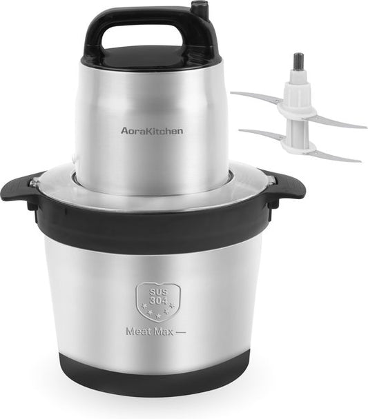 AoraKitchen - Zerkleinerer - Elektrisch - 5 Liter - 2000W - 4 Edelstahl-Messer