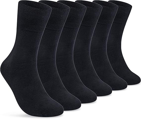 Heroism Premium Diabetiker Socken Herren 43-46 - 6 Paar - nahtlos, ohne engen Gummizug, Komfortband - Schwarz