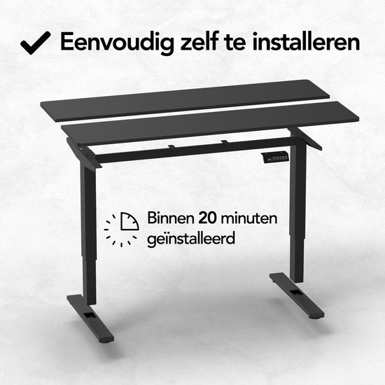 Infinity Goods Sitz-Steh-Schreibtisch, elektrisch verstellbar – 140 x 60 cm – Speicherfunktion – Schwarz