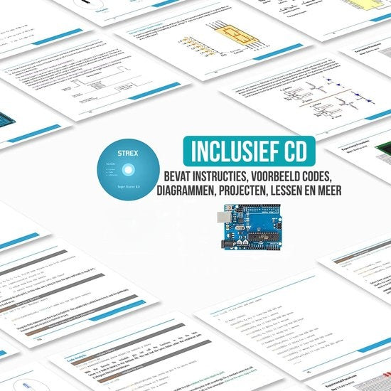 Strex Starter Kit geeignet für Arduino - ATmega328P - 244 Teile - In Plastik Aufbewahrungsbox