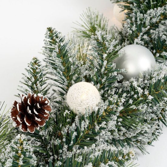Black Box Trees Kaprun Lichterkette, grün, mattes Silber, warmweiß, 20 l, 180 Lichter, batteriebetrieben und mit Zeitschaltuhr – L 270 x T 25 cm