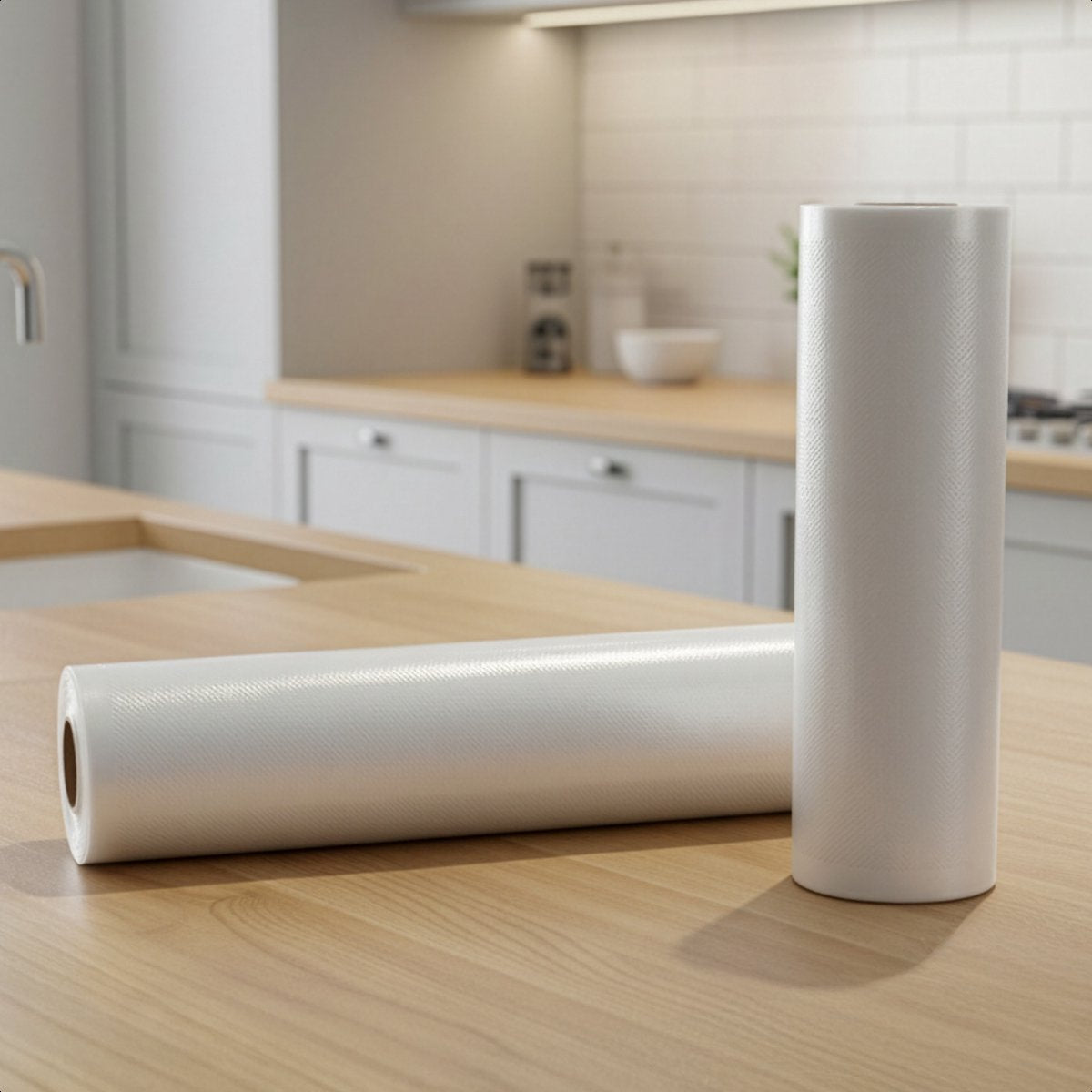 KitchenBrothers Vakuum-Rollen 2 Stück - 28x600cm - BPA-frei - Für Vakuumiermaschine & Sous-Vide - Universelle & starke Lebensmittelverpackung