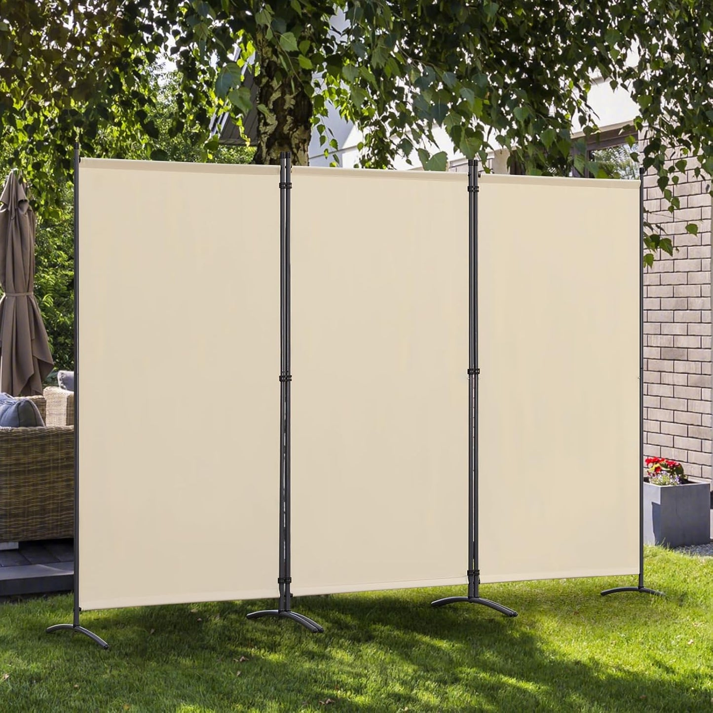Angel Living Paravent - 3 Platten - faltbar - 243 x 180 cm - beige