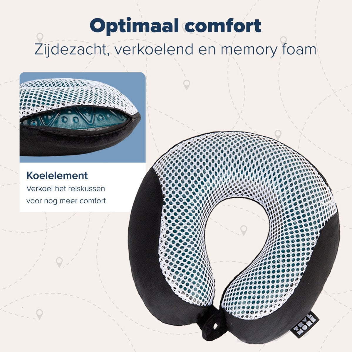 TRVLMORE Nackenkissen - Reisekissen für Flugzeug und Auto - U-Form - Memory Foam - Schwarz
