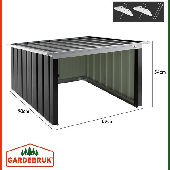 Gardebruk Roboter Mäher Garage - Flachdach Metall 89x90x54cm - Anthrazit