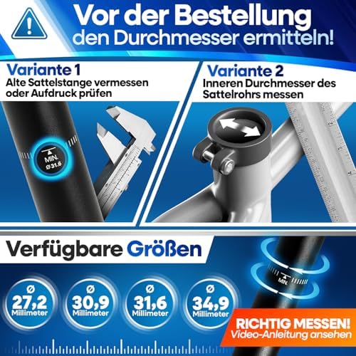 NEXTCOVER gefederte Parallelogramm-Sattelstütze – Das Original – mit Comfort-Spring-Technologie, 27,2/30,9/31,6/34,9 mm