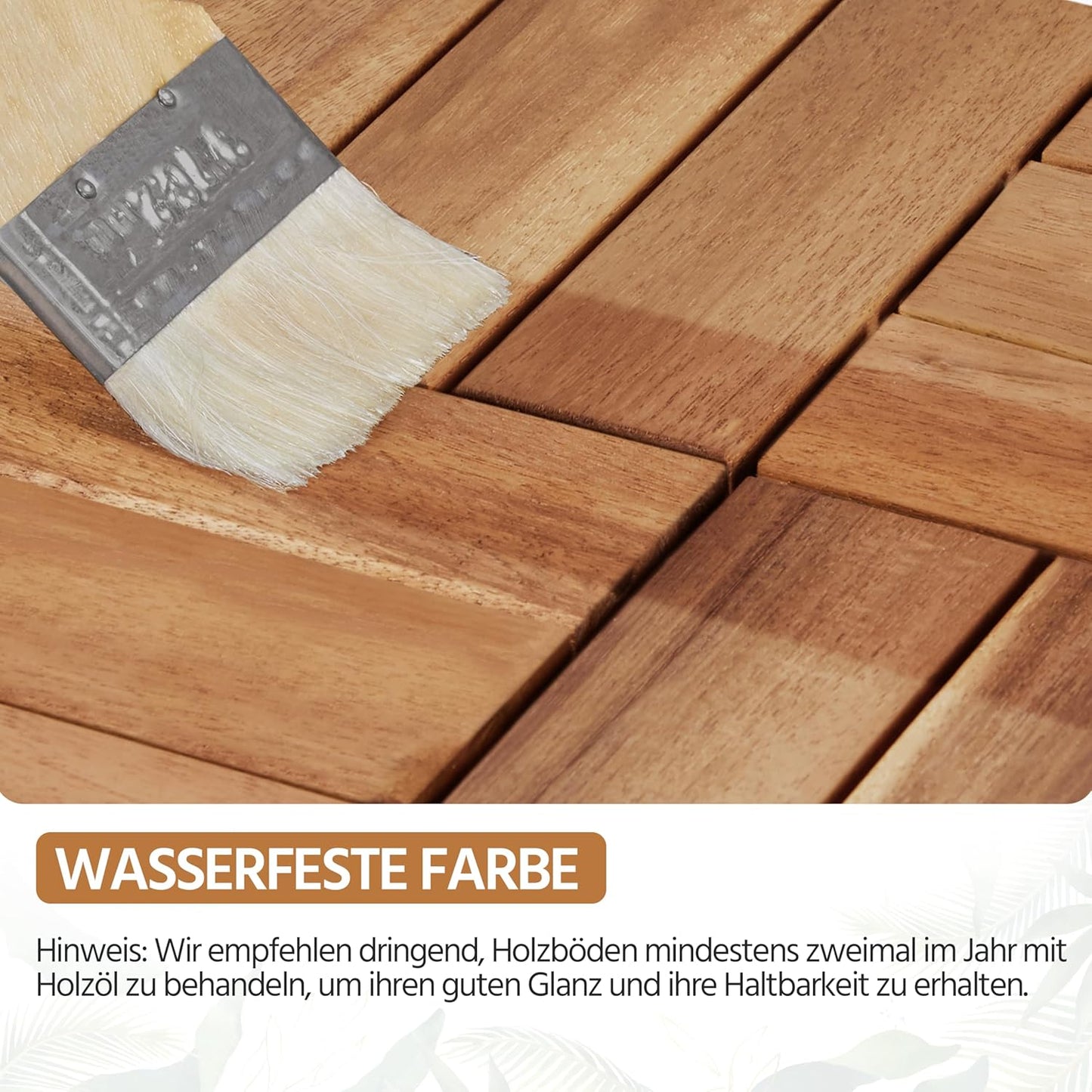 Yaheetech Akazienholz-Decking-Fliesen Hellbraun - 27 Stück - 30 x 30 cm - Wasserfeste Klick-Fliesen für Balkon, Terrasse & Garten