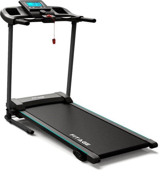 Fitage Laufband für Zuhause - Neigungsfunktion - Bluetooth - 1-12 km/h - klappbar - 100 x 64 x 25 cm - Schwarz