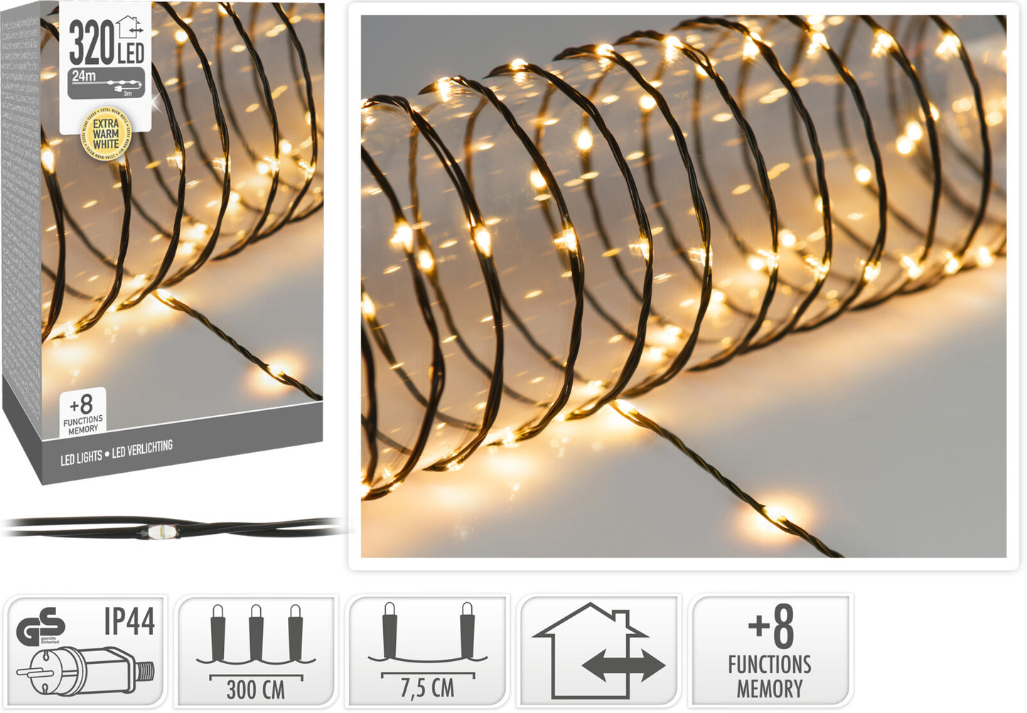 JK Home DÃ©cor - LED-Beleuchtung 320LED Extra WW