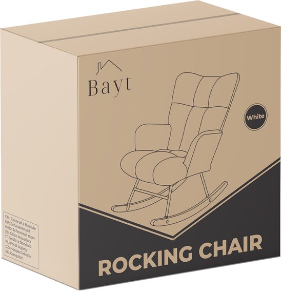 Bayt Schaukelstuhl – Sessel – Schaukelstuhl für das Babyzimmer – Relaxsessel – Weiß