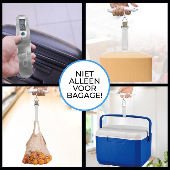 TTD® Gepäckwaage - Bis zu 50 kg - Gepäckwaage - Gepäckwaage - Hängewaage - Digitale Gepäckwaage - Gepäckwaage - Reisen mit dem Flugzeug - kg/g/lbs/oz - Batterien enthalten - Weiß