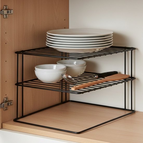 Metaltex – Tellerhalter – Schwarz – Ordnungssystem für den Küchenschrank – 25 × 25 × 19 cm