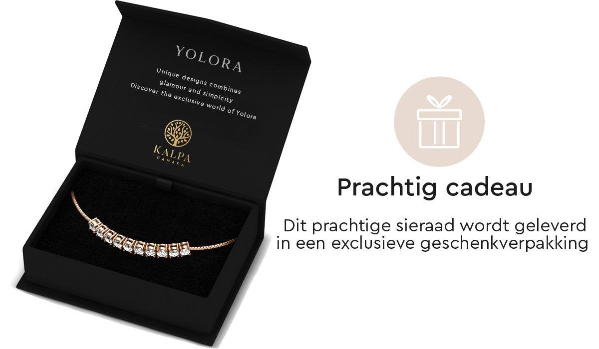 Yolora Damenarmband - Mit 10 Kalpa Camaka Kristallen - 18K Roségold vergoldet - Rosa