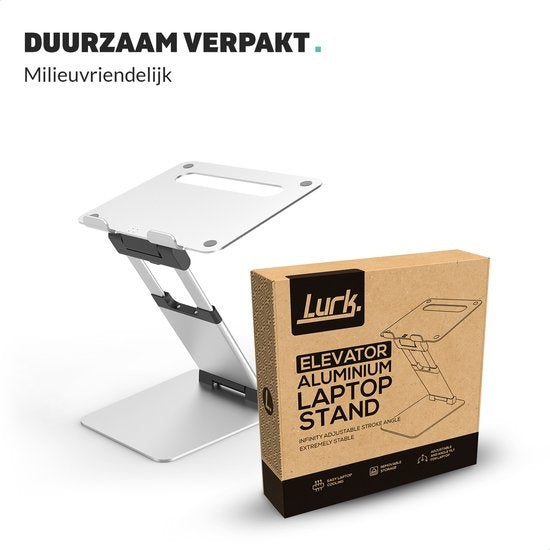 LURKÂ® Laptop-Ständer Ergonomisch - Aluminium Laptop-Halterung - Stehend arbeiten - Verstellbar und klappbar - Silber