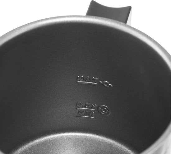Inventum MK350B – Elektrischer Milchaufschäumer – 115/240 ml – Warm-/Kalt-Aufschäumen – Erhitzen – PFAS-frei – Antihaftbeschichtung – Schwarz