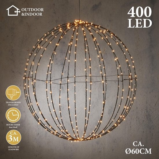Giftsome - Weihnachtsbeleuchtung - LED Lichtkugel - 60 CM - Outdoor und Indoor - Schwarz