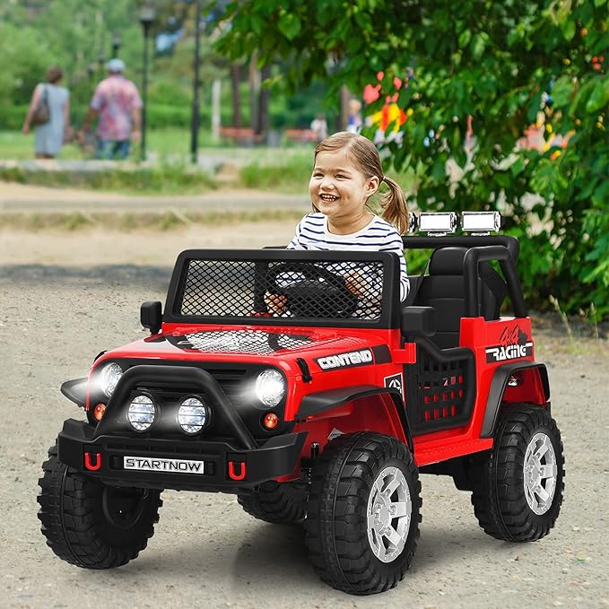 Coast Elektrisches Kinderauto 12 V – mit Fernbedienung, Musik und USB-Anschluss 114,5 x 72 x 74 cm – Rot